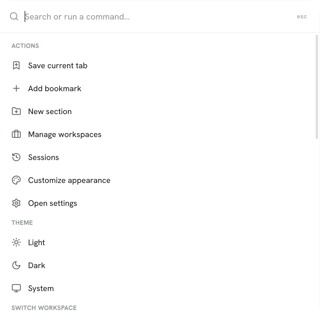 Search & command palette