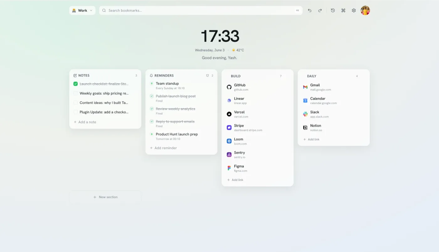 Tabisto in the Aurora theme